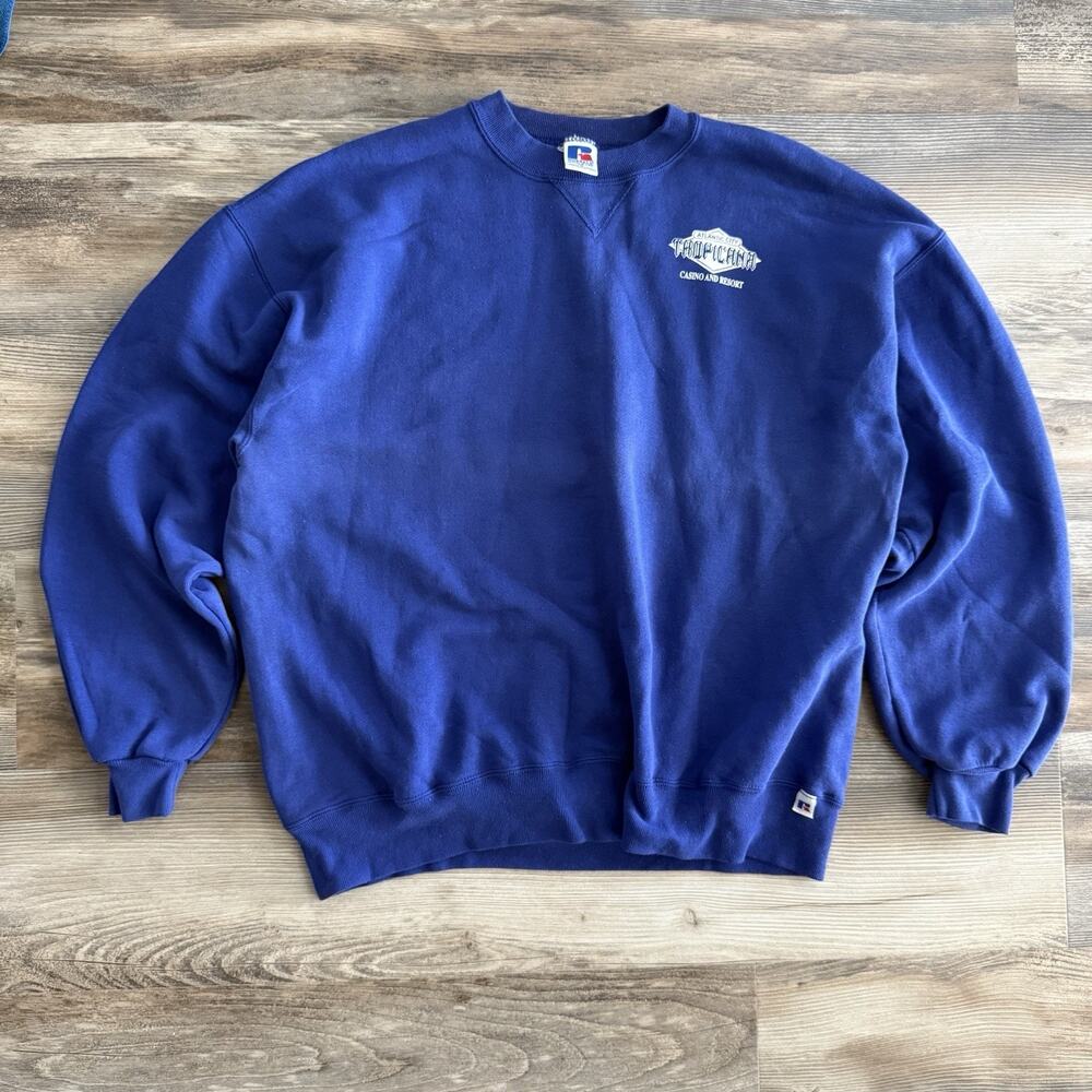 Vintage Russell Athletic Tropicana Casino Resort Sweatshirt Blue XL USA
